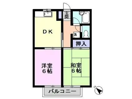 シティシャトレ美久仁(2DK/2階)の間取り写真