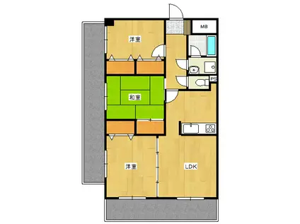 鶴羽ビル(3LDK/2階)の間取り写真