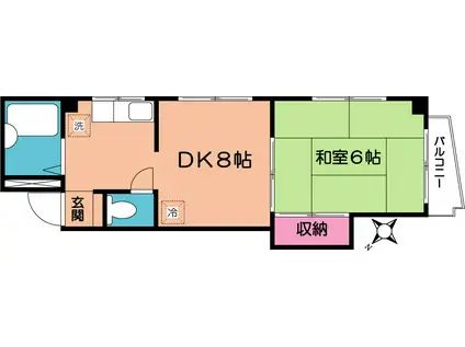 ケイアイマンション(1DK/3階)の間取り写真