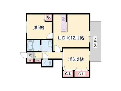 MASTCOURT加古川南(2LDK/1階)の間取り写真