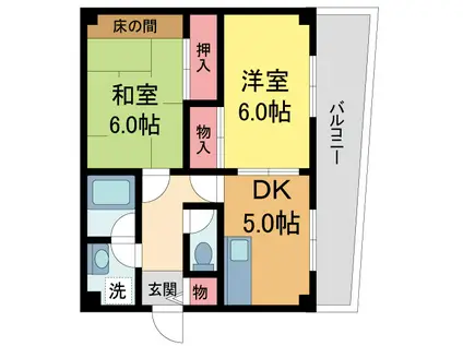 ハイツヤマトIII(2DK/1階)の間取り写真