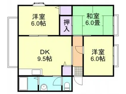 サンガーデン西富井B棟(3DK/1階)の間取り写真