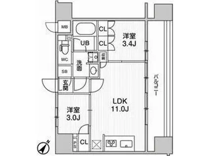 NIDO SUGAMO(2LDK/11階)の間取り写真