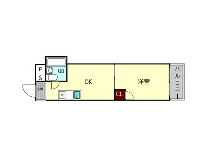 生駒イーストハイツ(1DK/4階)の間取り写真