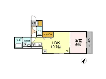 エスポワール南太田(1LDK/2階)の間取り写真