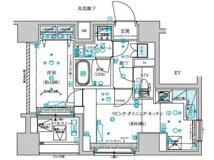 メインステージ横濱真金町(1LDK/3階)の間取り写真
