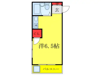 おぐハイツ(ワンルーム/2階)の間取り写真