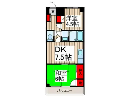 サンホワイト南浦和(2DK/1階)の間取り写真