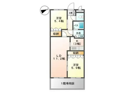 デュエール(2LDK/1階)の間取り写真