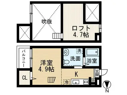 HOUSING COMPLEX T2ハウジン(ワンルーム/1階)の間取り写真