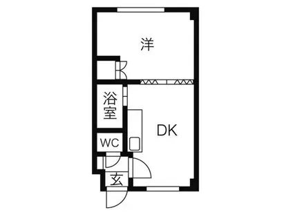 栄通パークハウス(1DK/3階)の間取り写真