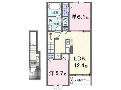 アイリス パディ(2LDK/2階)の間取り写真