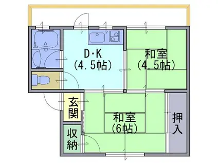長岡マンション(2DK/3階)の間取り写真
