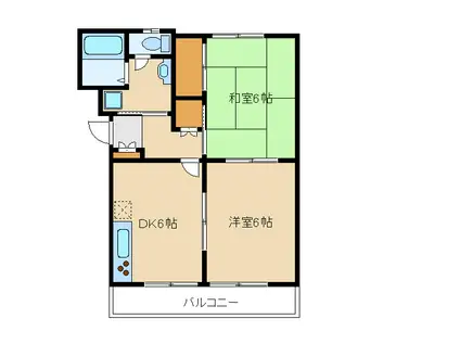 プレステージ98 A棟(2DK/1階)の間取り写真