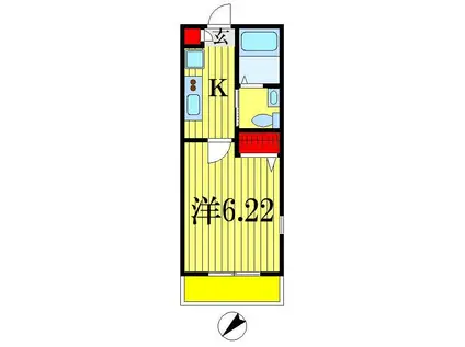 ベルメント東千葉(1K/2階)の間取り写真