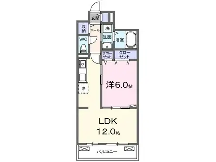 ヴェルジュ宮ノ前(1LDK/2階)の間取り写真