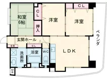 ロイヤルハイツ石黒(3LDK/8階)の間取り写真