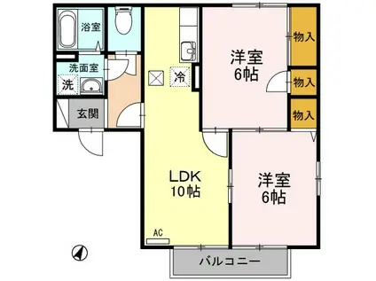 ロイヤルコート新和A棟(2LDK/1階)の間取り写真