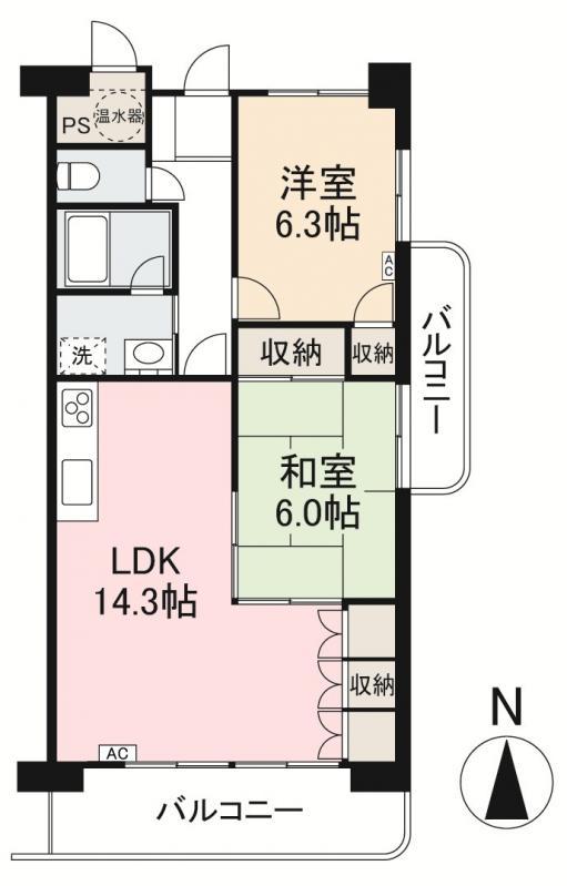 TADコンフォート大内(2LDK/2階)の間取り写真