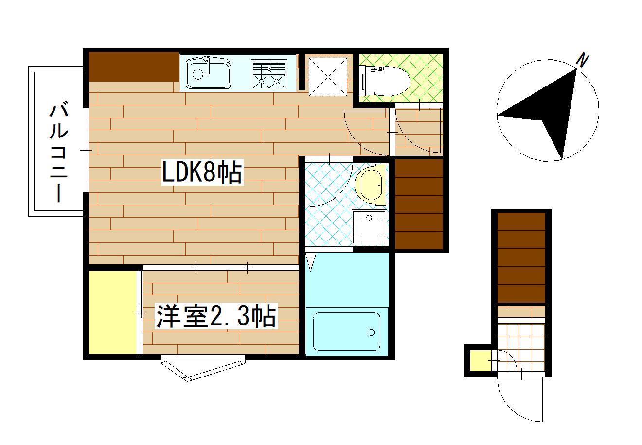 LIBRA COURT東仙台(1LDK/2階)の間取り写真