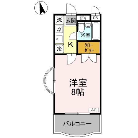 サンハイツ沖浜(1K/3階)の間取り写真