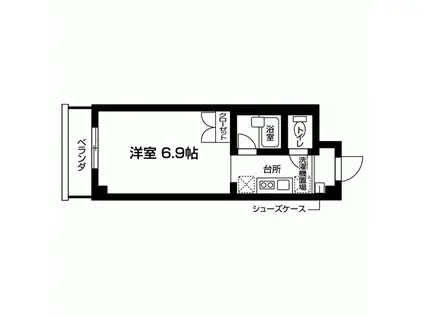 フェンテ本厚木(1K/1階)の間取り写真