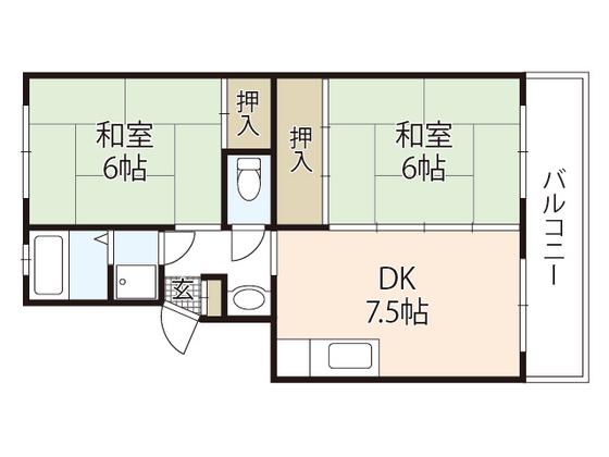 しづマンション(2DK/2階)の間取り写真