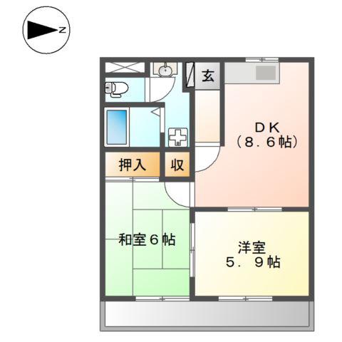 SJルミナス(2DK/2階)の間取り写真