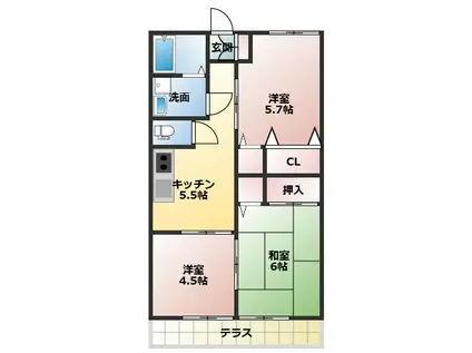 山合コーポ(3K/1階)の間取り写真