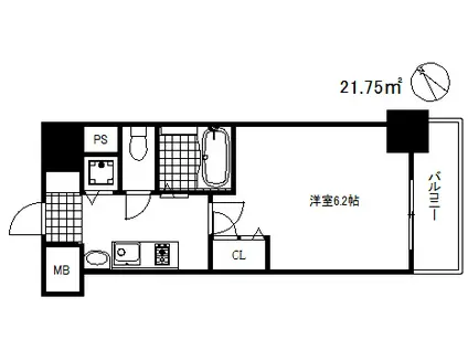 プレサンス神戸裁判所前デリシア(1K/7階)の間取り写真