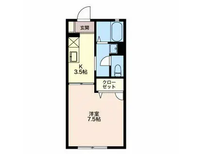 ルミエールK(1K/1階)の間取り写真