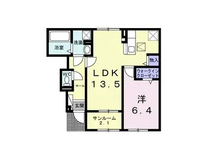 ＪＲ桜井線 京終駅 徒歩29分 2階建 築1年(1LDK/1階)の間取り写真