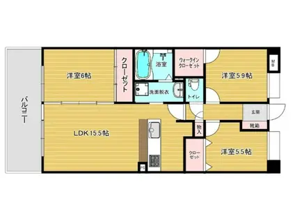 リファレンス寺塚(3LDK/3階)の間取り写真