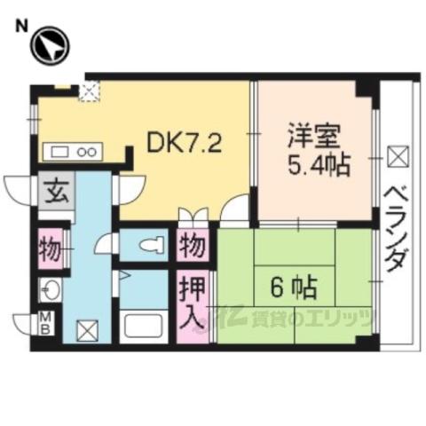 コアロード鷹ヶ峰(2DK/1階)の間取り写真