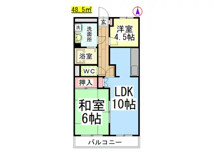 パラゾドゥカーレ(2LDK/1階)の間取り写真