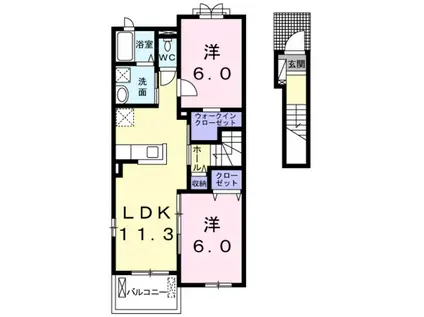 アンジュ・ブローテA(2LDK/2階)の間取り写真