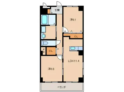 ポラリス前田(2LDK/2階)の間取り写真