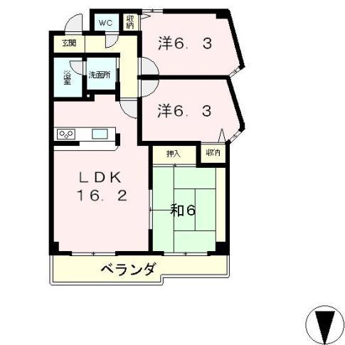 忠兵衛ビル晴嵐(3LDK/1階)の間取り写真