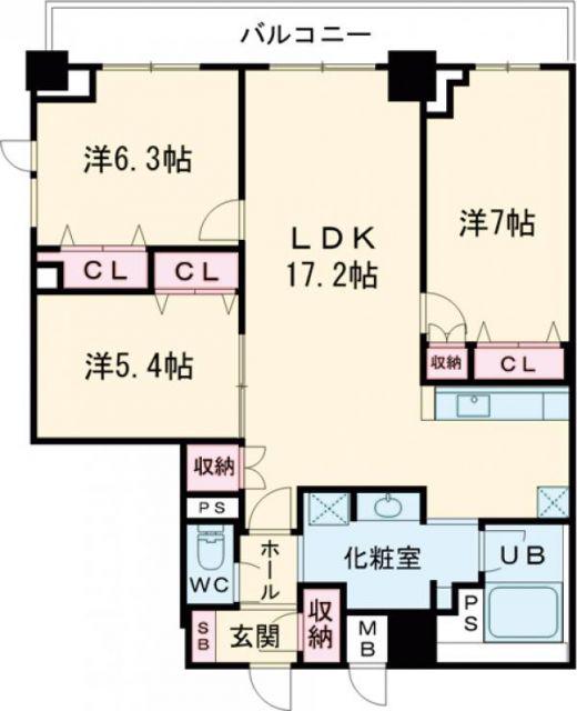 TUNAMAYO RESIDENCE(3LDK/8階)の間取り写真
