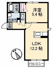 シャーメゾンヒライA棟(1LDK/1階)の間取り写真