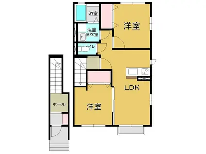 エ ス ポ ア デ リ ュ ミ エ ー ル(2LDK/2階)の間取り写真