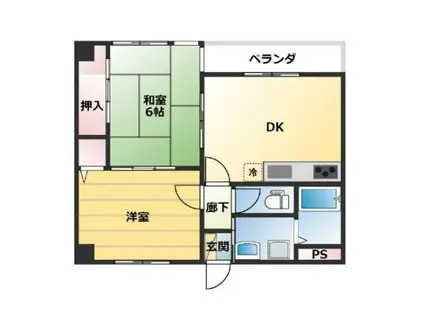 ディアコート石井(2DK/2階)の間取り写真