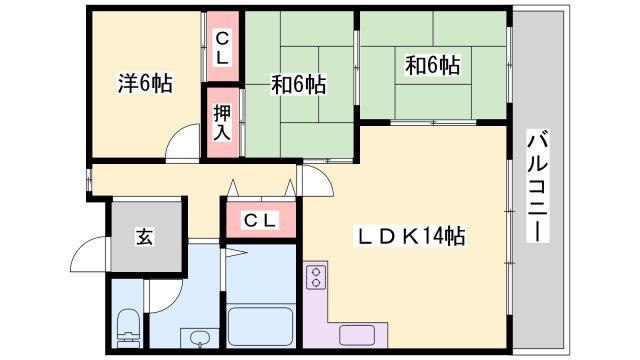 ハイツA&G(3LDK/8階)の間取り写真
