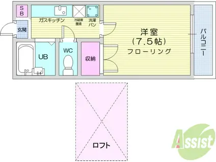 ラ・シャンブルクレールⅡ(1K/1階)の間取り写真
