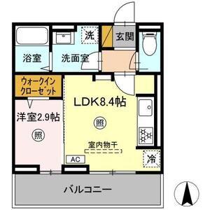 LA MER 鴨川(1LDK/3階)の間取り写真