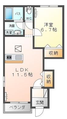 ヴィラ・エクセレント(1LDK/1階)の間取り写真