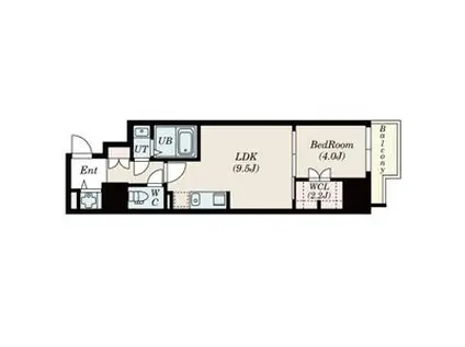 ドゥーエ南堀江(1LDK/10階)の間取り写真