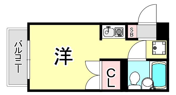 アメニティハイツ上ヶ原壱番館(1K/2階)の間取り写真