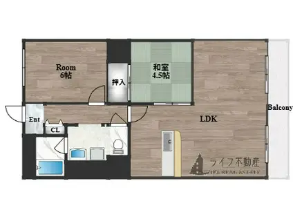 スターリースカイテラニシ(2LDK/3階)の間取り写真