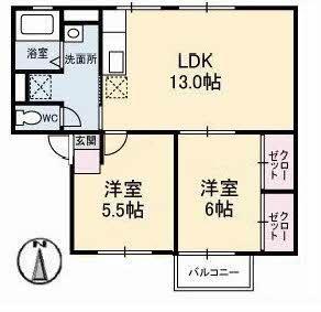 シティハイムソファレ(2LDK/2階)の間取り写真